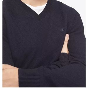 Men's Solid V-Neck Merino Wool Sweater